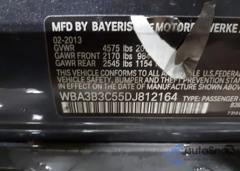 2013 BMW 328I xDrive from USA, damaged, VIN WBA3B3C55DJ812164